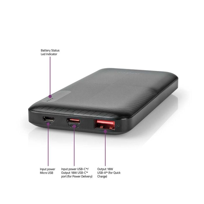 Nedis UPBKPD10000BK powerbank - 10.000 mAh