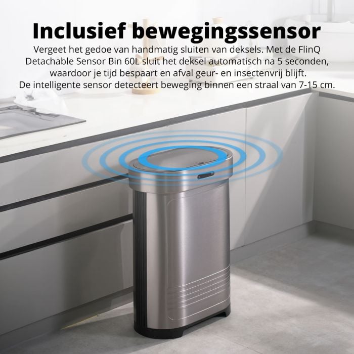 FlinQ opvouwbare sensor prullenbak - 60 liter