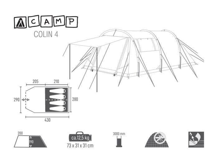 ACAMP Collin 4 persoons tunneltent