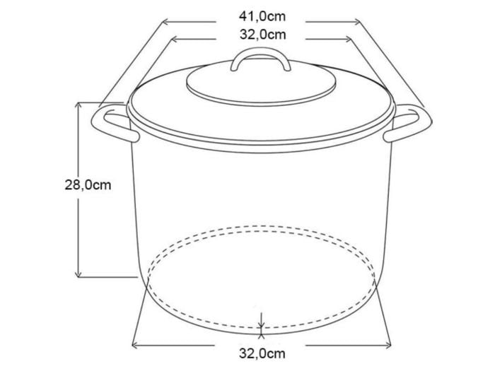 Hi RVS soeppan met glazen deksel - 20 Liter