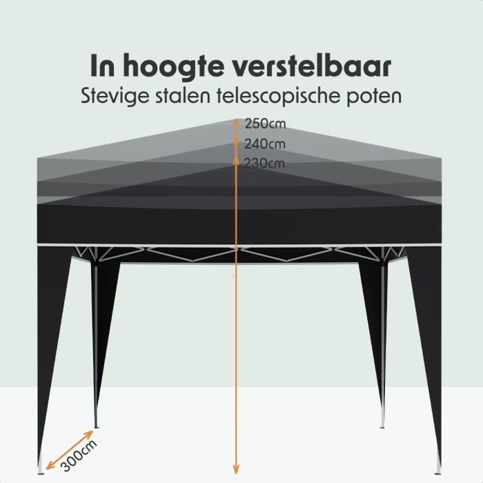 LifeGoods 3x3 m partytent  - Black