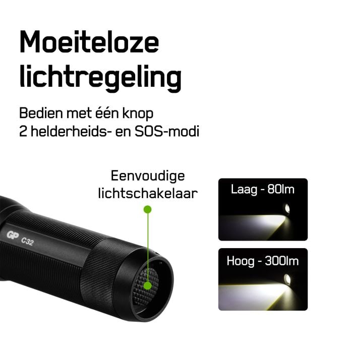GP C32 300 lumen zaklamp - Black