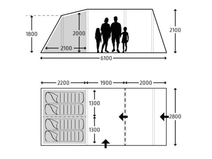 Kampa Hayling 4 tunneltent