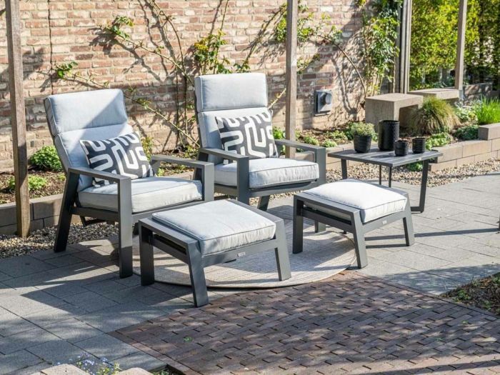 Garden Impressions Max loungestoel met voetenbank - Light grey