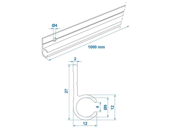 ProPlus 90° 100 cm aluminium tentrail
