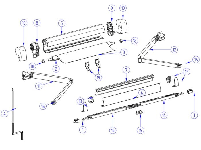 Thule Omnistor set eindkappen cassette 5102 antraciet