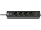 Brennenstuhl Ecolor stekkerdoos met 2 USB-C laadaansluitingen - Black
