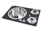 Navy Load 2 pits 60 x 42 glazen kook-spoelcombinatie