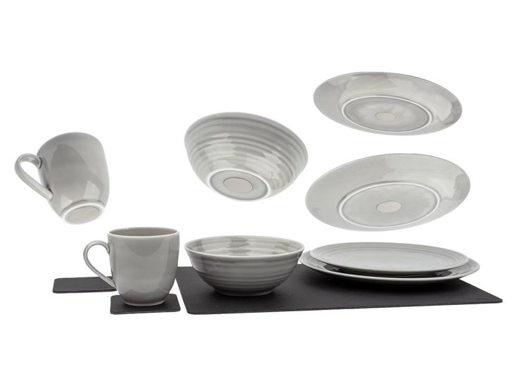 Silwy 11-delig magnetisch porseleinen serviesset - Ash