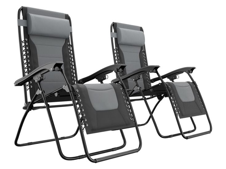 LifeGoods Comfort set van 2 ligstoelen - Black/Grey