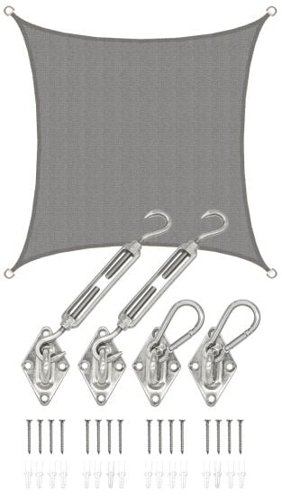 AMANKA 2 x 2 Luchtdoorlatend UV schaduwdoek - Grey