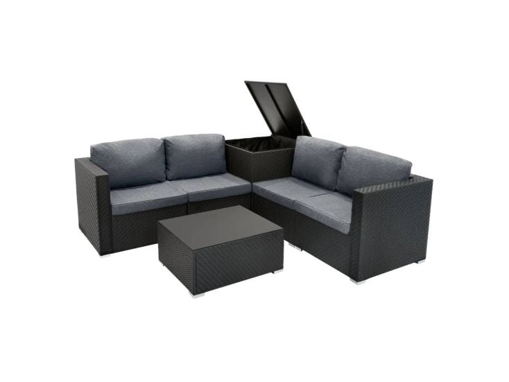 Serafina Rotan Modulaire 6-Delige Meubel Set - Zwart