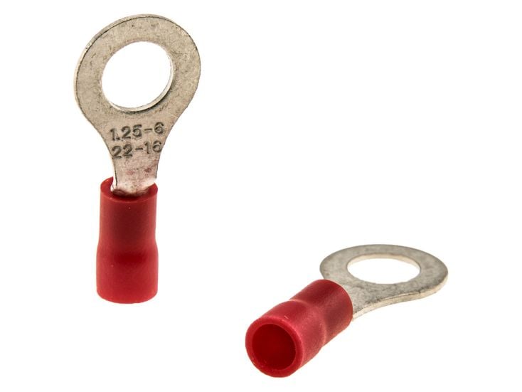 Kabelschoen ring rood set van 10 stuks - 6,4 MM