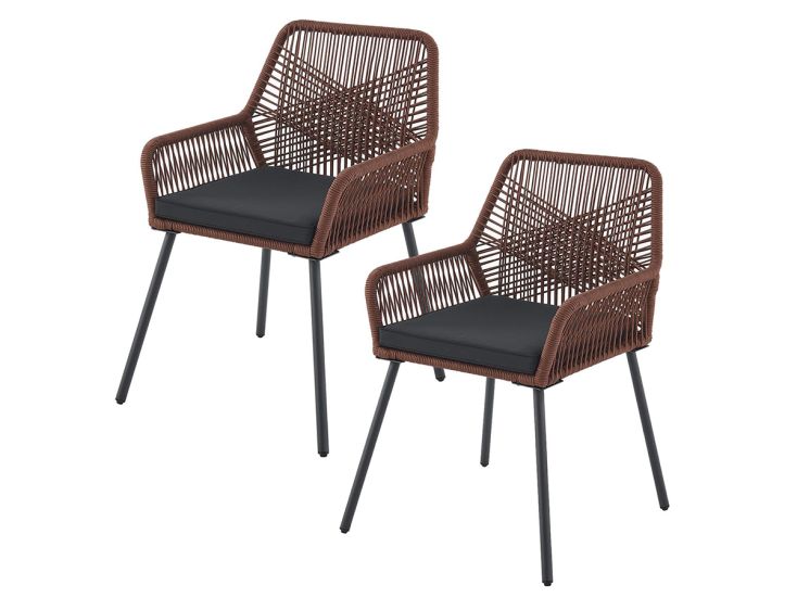 Juskys Kastos set van 2 tuinstoelen met zitkussen - Dark Brown