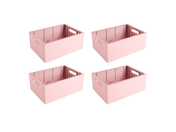 Sunware Sigma home 13 liter set van 4 vouwkratten - Pink