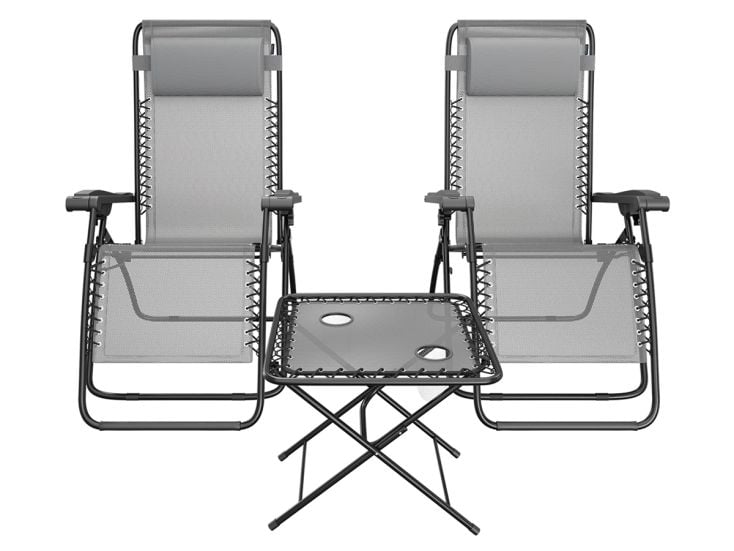 LifeGoods set van 2 ligstoelen met tafel - Grey