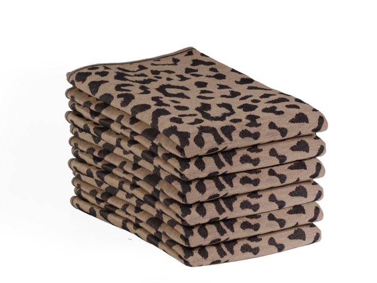 DoubleDry Luipaard 50 x 70 cm set van 6 theedoeken - beige