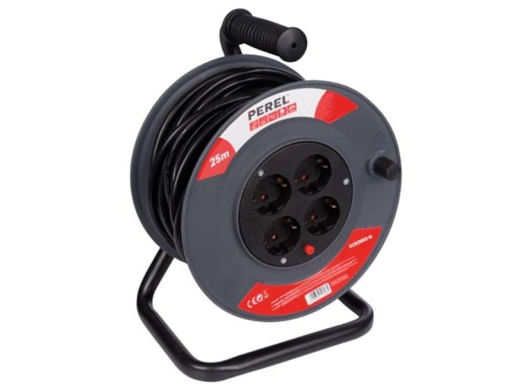 Perel ECR25N2-G 4-voudige kabelhaspel - 25 meter