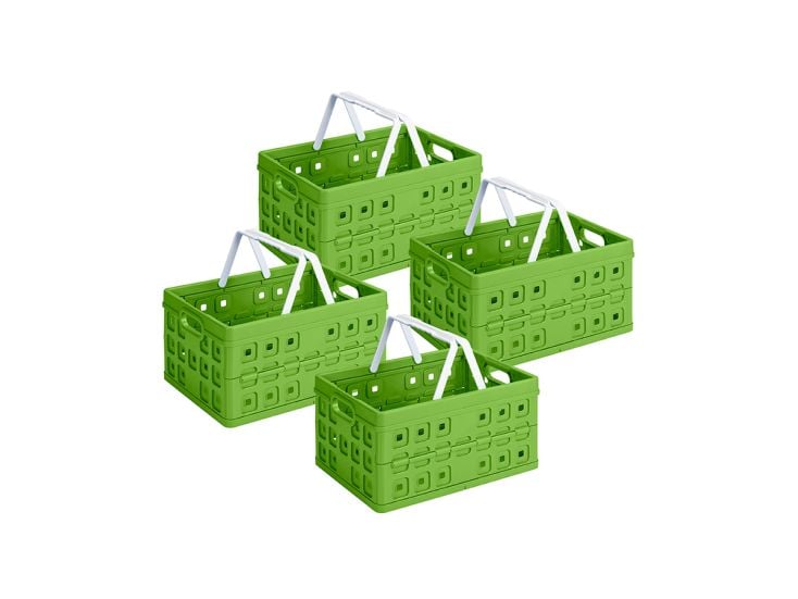 Sunware Square 32 liter green vouwkrat met handgreep - Set van 4