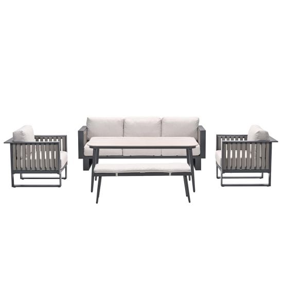 Garden Impressions Gabon donker grijs - 5-delige loungediningset