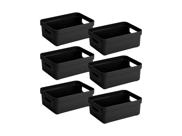 Sunware Sigma home 9 liter black opbergbox - set van 6