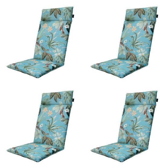 Madison Grasse aqua Tuinstoelkussen - Set van 4