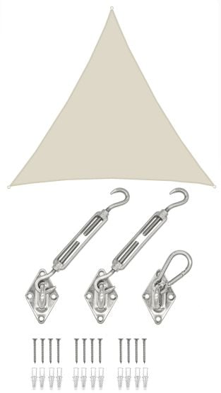 AMANKA 5x5x5 waterdicht beige schaduwdoek met bevestigingsset