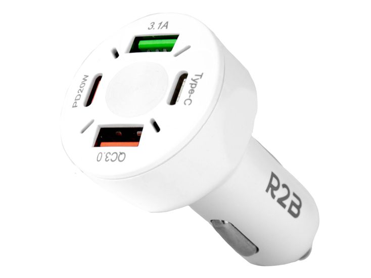 R2B 20W USB-C & USB-A autolader - White