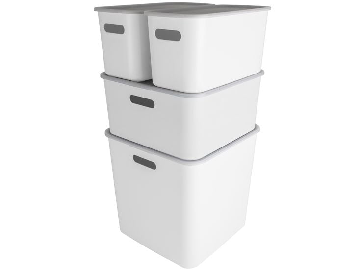 Sunware Sigma home set van 4 cube boxen met deksel - White