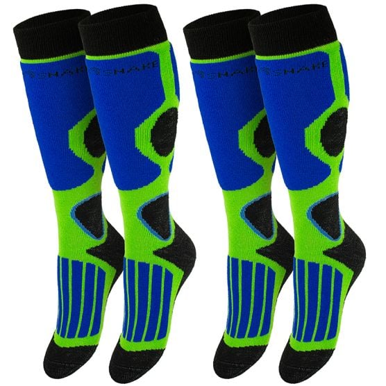 Black Snake Groen Blauw 2 paar kinder skisokken