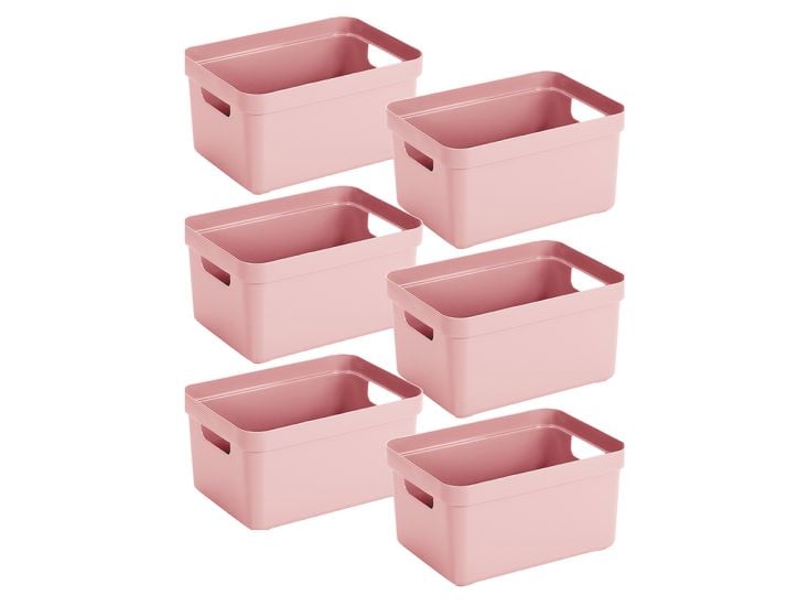 Sunware Sigma home 13 liter roze opbergbox - set van 6
