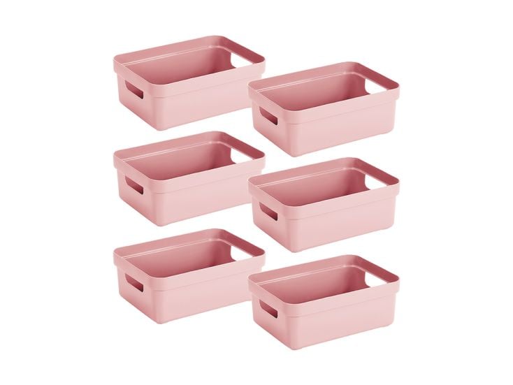 Sunware Sigma home 9 liter pink opbergbox - set van 6