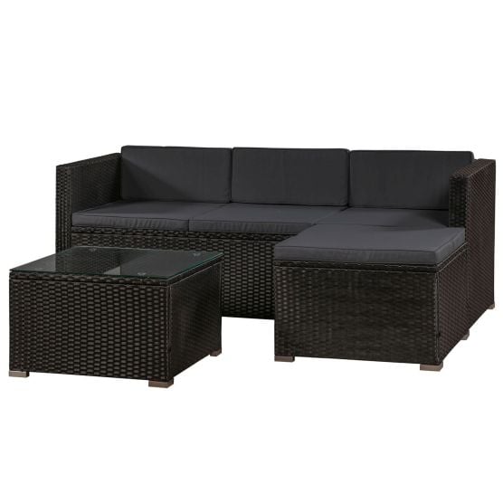Punta Cana M polyrotan zwarte loungeset