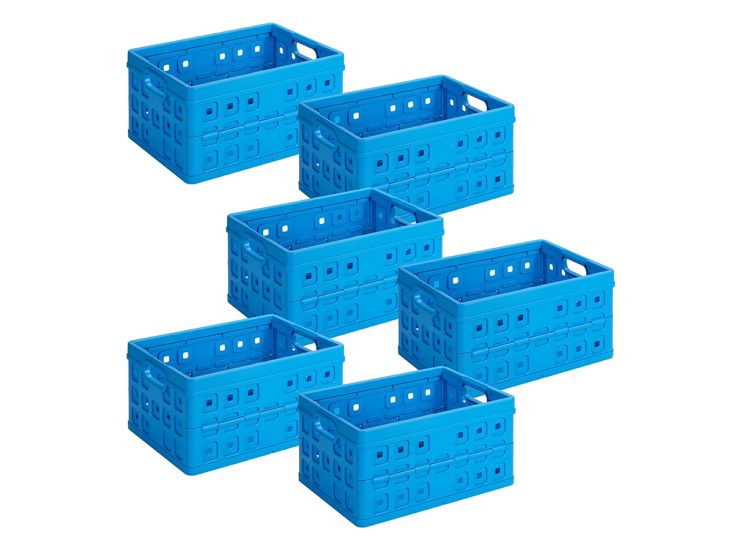 Sunware Square 32 liter set van 6 vouwkratten - Blue