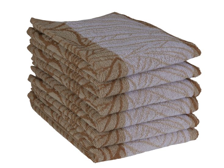 DoubleDry Leaves 50 x 50 cm set van 6 keukendoeken - lichtbeige