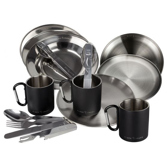 Black Snake 21-delig karabiner roestvrijstalen campingservies