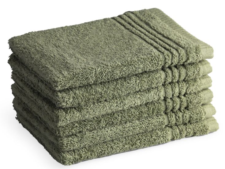 PHLOX Supreme 16 x 21 cm set van 6 washandjes - oud groen