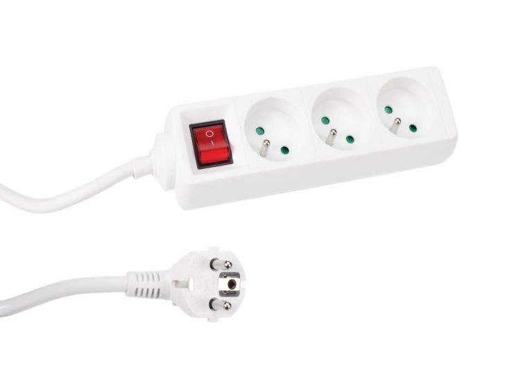 Perel EB3S-3 3-voudige stekkerdoos met schakelaar - 3 meter