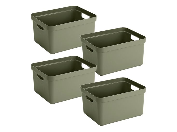 Sunware Sigma home 32 liter Dark Green opbergbox - Set van 4