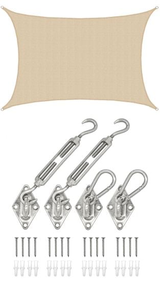 AMANKA 4 x 6 Luchtdoorlatend UV schaduwdoek - Beige