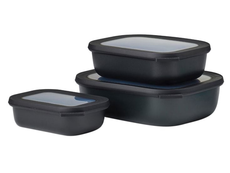 Mepal Cirqula 3-delig rechthoekige vershouddozen - Black