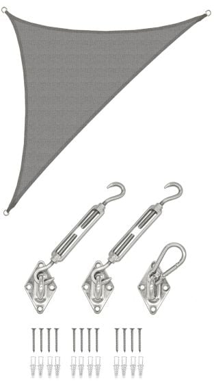 AMANKA 3,6 x 3,6 x 5,1 Luchtdoorlatend UV schaduwdoek - Grey