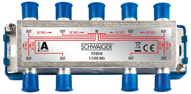 Schwaiger 8-weg kabel-, antenne- of sateliet verdeler