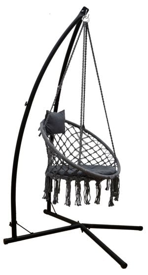 AMANKA macramé hangstoel met hangstoelframe - Black