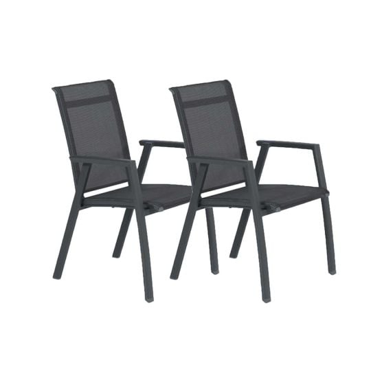 Garden Impressions Santana 2 stuks donker grijze tuinstoelen