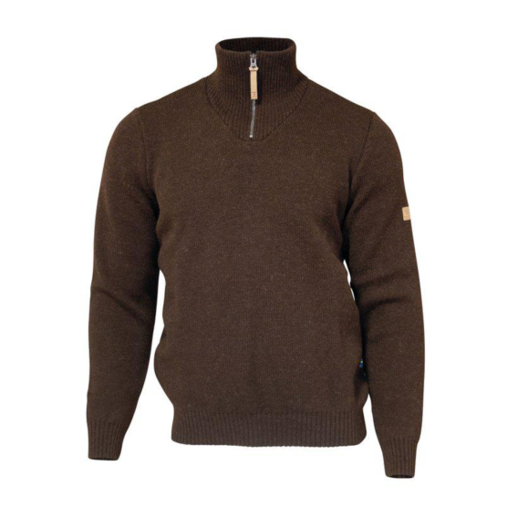 Ivanhoe Elm Coffee Bean half zip wollen heren trui