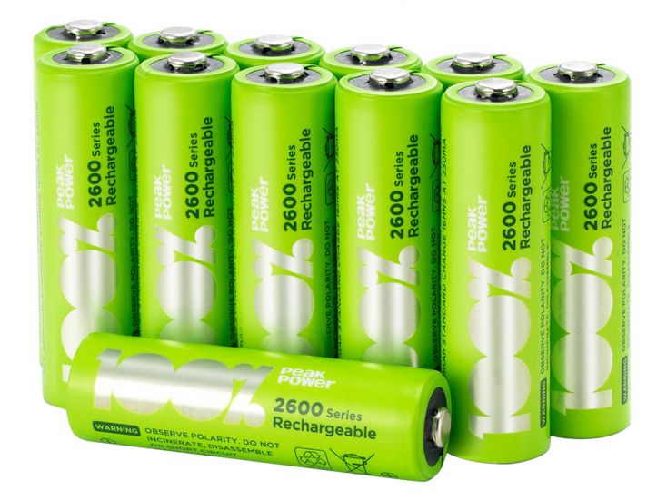 100%PeakPower set van 12 AA Oplaadbare batterijen