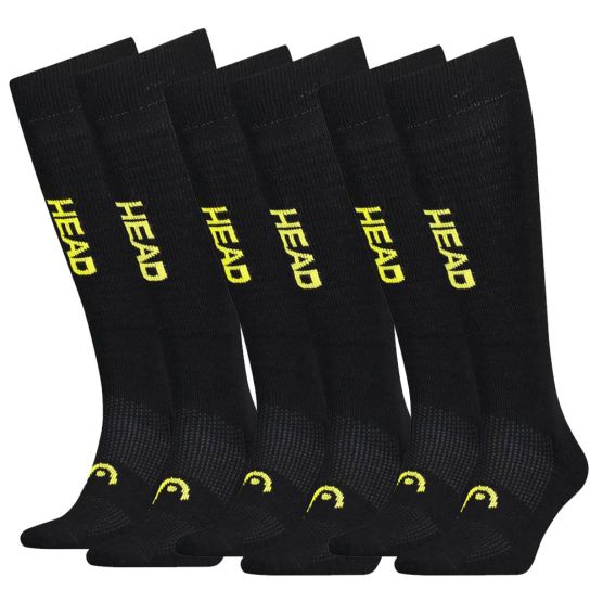 HEAD Graphic Kneehigh 6 paar Black/Yellow unisex skisokken