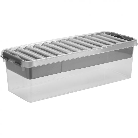 Sunware Q-line 9,5 liter transparant grijze opbergbox met inzet