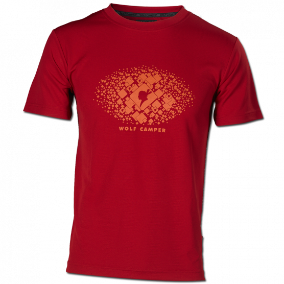 Wolf Camper Square Red heren T-shirt